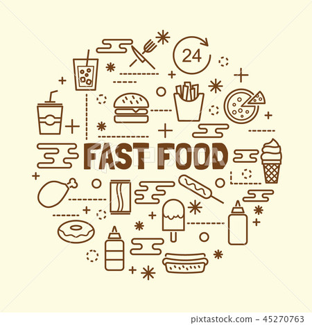 fast food minimal thin line icons set - Stock Illustration [45270763 ...