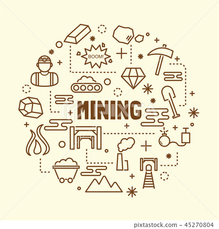 mining minimal thin line icons set 45270804