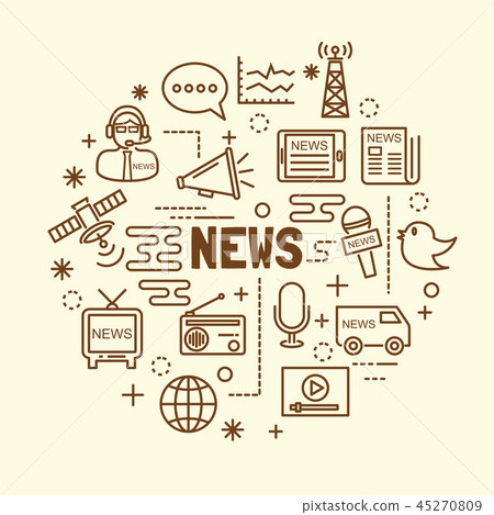 news minimal thin line icons set - Stock Illustration [45270809] - PIXTA