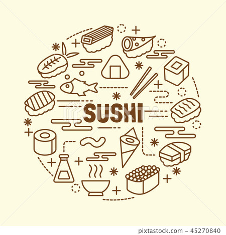 sushi minimal thin line icons set sushi minimal thin line icons set 45270840
