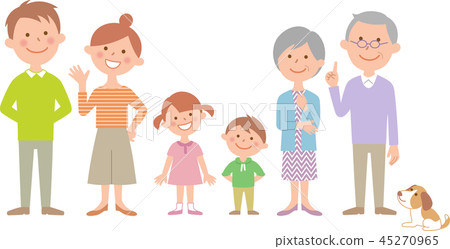 Family of six people front side by side 45270965