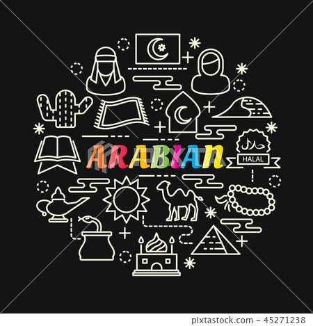 arabian colorful gradient with line icons set arabian colorful gradient with line icons set 45271238