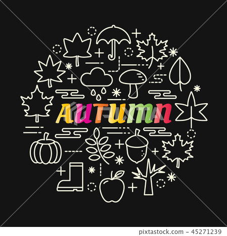 autumn colorful gradient with line icons set autumn colorful gradient with line icons set 45271239
