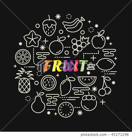 fruit colorful gradient with line icons set 45271296