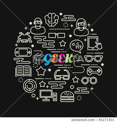 geek colorful gradient with line icons set 45271301