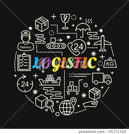 logistic colorful gradient with line icons set logistic colorful gradient with line icons set 45271320