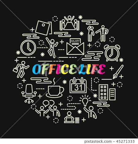 office life colorful gradient with line icons set 45271333