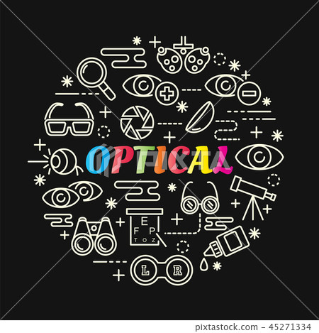 optical colorful gradient with line icons set 45271334