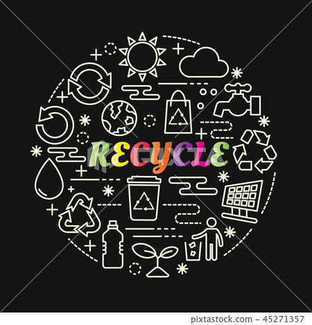 recycle colorful gradient with line icons set recycle colorful gradient with line icons set 45271357