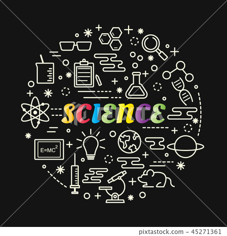 science colorful gradient with line icons set 45271361