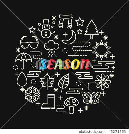 season colorful gradient with line icons set 45271363