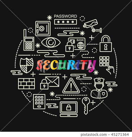 security colorful gradient with line icons set 45271364