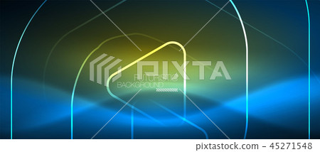 Neon glowing techno lines, hi-tech futuristic abstract background template with geometric shapes Neon glowing techno lines, hi-tech futuristic abstract background template with geometric shapes 45271548