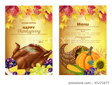 Happy thanksgiving menu coupons Vector realistic Happy thanksgiving menu coupons Vector realistic 45271677