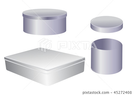 Vector template of metal closed and opened boxes. Gift box Vector template of metal closed and opened boxes. Gift box 45272408
