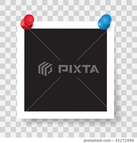 Realistic photo frame with color pins - Stock Illustration [45272499 ...