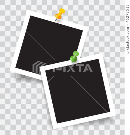Realistic photo frame with color pins - Stock Illustration [45272513 ...