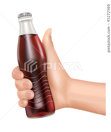 Hand hold bottle of cola on white background 45272569