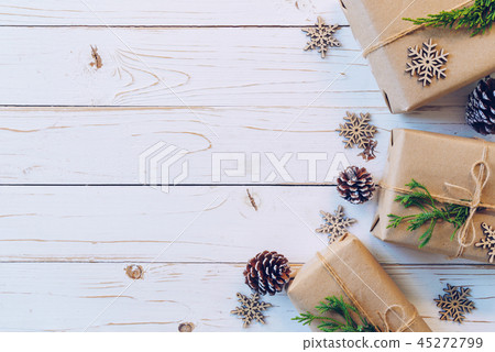 Homemade wrapped christmas gift box presents Homemade wrapped christmas gift box presents 45272799