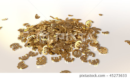 3d rendering of euro signs gathering in a heap 3d rendering of euro signs gathering in a heap 45273633