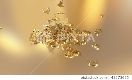 3d rendering of euro signs gathering in a heap 3d rendering of euro signs gathering in a heap 45273635