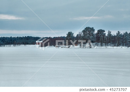 Frozen lake landscape Frozen lake landscape 45273707