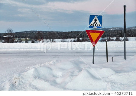 Winter Road Intersection Winter Road Intersection 45273711