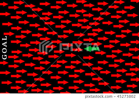 Red arrows and green arrow in opposite direction 45273802