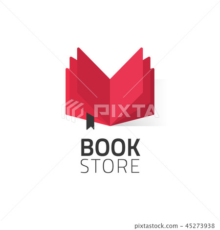 Bookstore logo vector illustration isolated on white, open book logotype 45273938