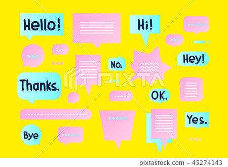 Vector colorful Simple flat speech bubbles shapes set 45274143