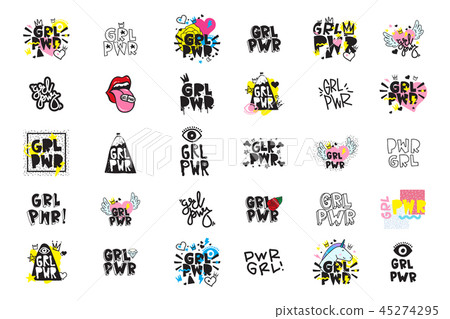 Typography slogan with Girl Power text. GRL PWR short quote Typography slogan with Girl Power text. GRL PWR short quote 45274295