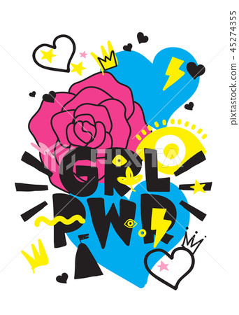 Grl Pwr Short Quote Girl Power Cute Hand Stock Illustration