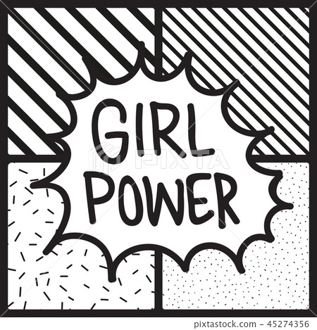 Grl Pwr Short Quote Girl Power Cute Hand Stock Illustration