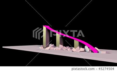 3D rendering Business growth chart with an arrow 45274504