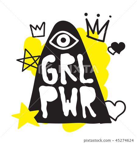 GRL PWR short quote. Girl Power cute hand drawing illustration 45274624