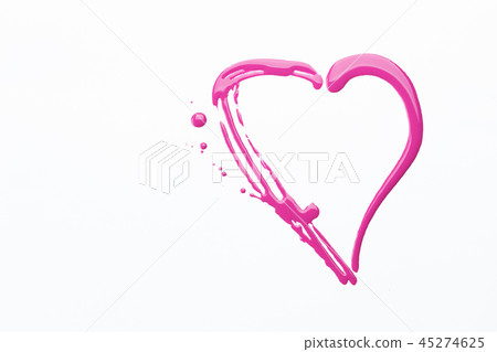 Nail polish on a white background in the form of a pink heart 45274625