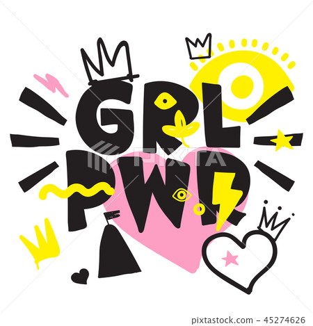 GRL PWR short quote. Girl Power cute hand drawing illustration 45274626