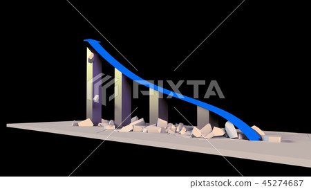 3D rendering Business growth chart with an arrow 3D rendering Business growth chart with an arrow 45274687