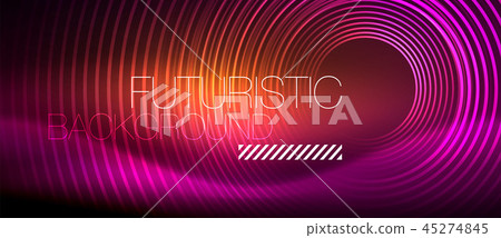 Neon glowing techno lines, hi-tech futuristic abstract background template with square shapes Neon glowing techno lines, hi-tech futuristic abstract background template with square shapes 45274845