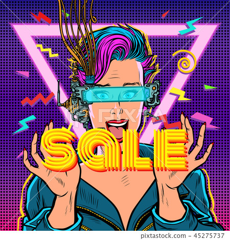 sale. online shopping. joyful woman in virtual reality sale. online shopping. joyful woman in virtual reality 45275737