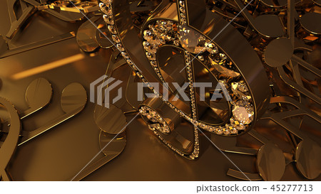 3D rendering of a musical treble clef and falling 3D rendering of a musical treble clef and falling 45277713