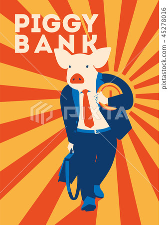 Pig businessman with coin, metaphor piggy bank 45278016