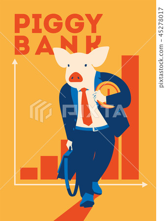 Pig businessman with coin, metaphor piggy bank 45278017