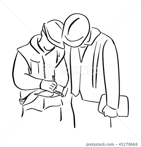 two engineer worker with hard hat two engineer worker with hard hat 45278668