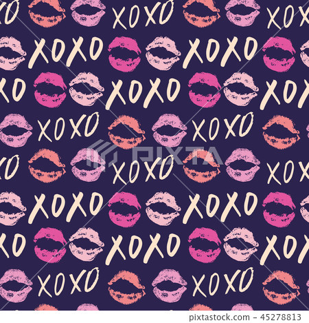 XOXO brush lettering signs seamless pattern vector - Stock Illustration ...