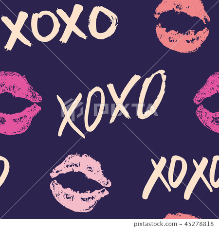 XOXO brush lettering signs seamless pattern vector - Stock Illustration ...