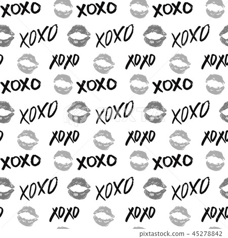 XOXO brush lettering signs seamless pattern vector - Stock Illustration ...
