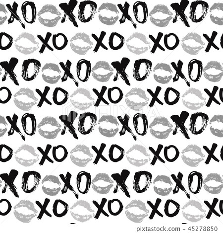 XOXO brush lettering signs seamless pattern vector-插圖素材 [45278850 ...