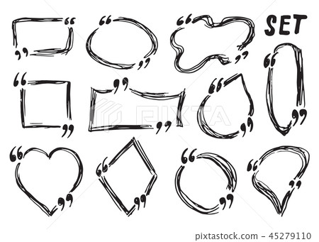 Quote boxes and quotation frames set sketch vector 45279110