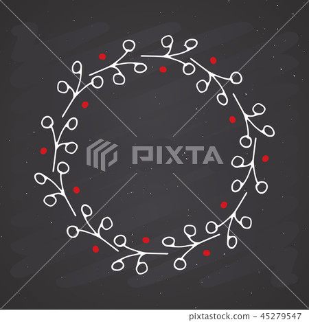 Christmas wreath Round Frame doodle Vector 45279547